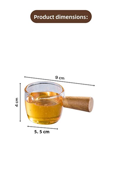 Vienev Small Size Glass Sauce Bowl with Wooden Handle 60 ml
