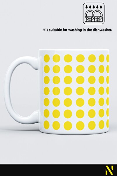 nilizma Yellow Colored Dot Patterned Colorful Mug Cup – 330 ml Mug | Stylish and Durable Design