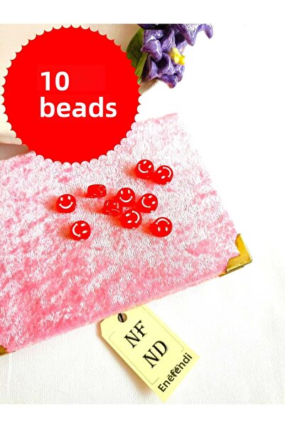 ENEFENDİ 10 червени гривни с усмихнати лица, подарък с куха закопчалка от твъ...