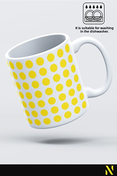 nilizma Yellow Colored Dot Patterned Colorful Mug Cup – 330 ml Mug | Stylish and Durable Design