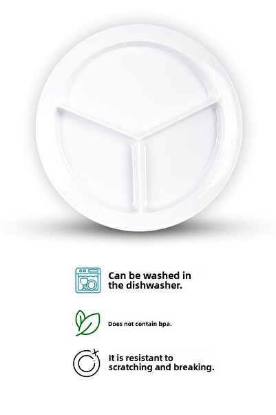 DERELİ MATBAA 3 Compartment Diet Plate Break Resistant 23x23 Cm Oval