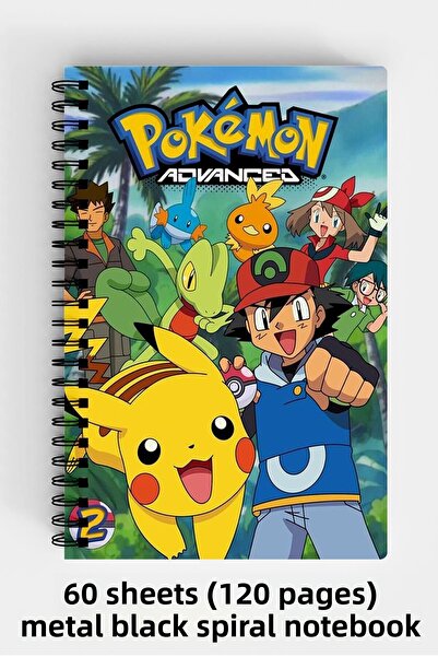 Anime Marketi بوكيمون ديزاين A5 دفتر بغلاف صلب حلزوني 120 ورقة