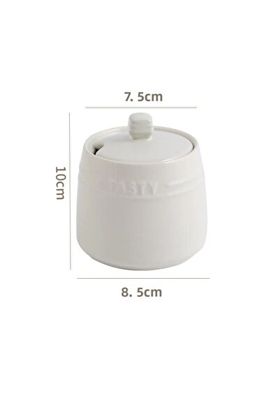 Choice برطمان توابل من الخزف الأبيض مع غطاء وملعقة، أوعية سكر سيراميكية، علبة...