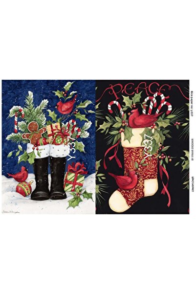 LİNEART ورق ديكوباج نحاسي بنمط عيد الميلاد الخطي رقم: Y337 - 29x42 سم