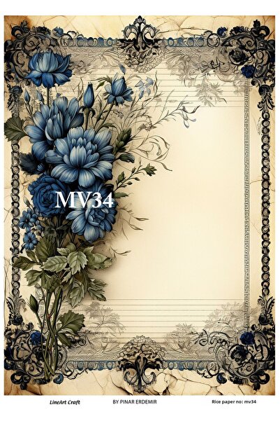 LİNEART ورق ديكوباج نحاسي رقم: أزرق 34 - 29 × 42 سم