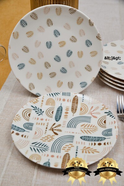 Heda Porselen Başak 6-Piece Porcelain Cake Plate