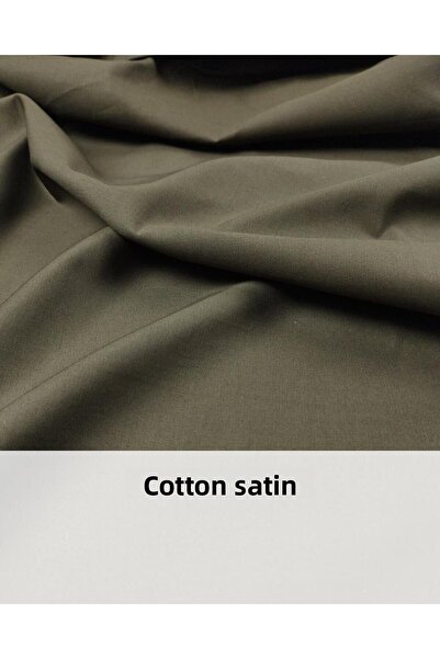 Kumaş Parça Βαμβακερό σατέν σε χακί χρώμα - Πλάτος: 140