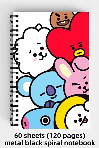 Anime Marketi A5 Spiral Hard Cover Notebook with Bt21 Characters Design 120 S...