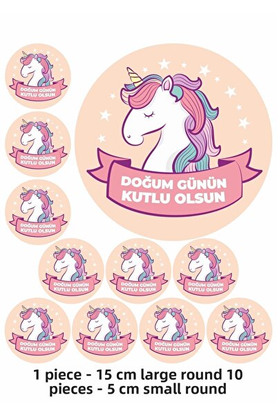 Atölye7Tasarım Unicorn Naștere 10 bucăți Ornament de tort scris comestibil pe...