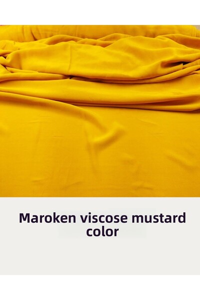 Kumaş Parça فيسكوز ماروكين بلون الخردل - عرض وطول 145 سم × 285 سم