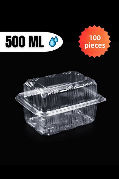 YOK YOK AMBALAJ Disposable Storage Container with Plastic Lid Leak Proof Container 500 ml High Lid 100 Pieces