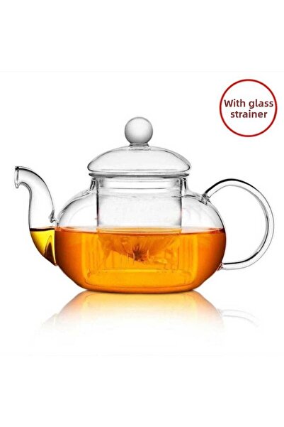 SİNA HEDİYELİK إبريق شاي زجاجي إبينوكس 400 مل مصفاة فولاذية