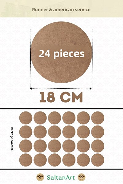 SaltanArt 18 سم قطر 24 قطعة شاحن الخدمة الأمريكية MDF Drolit تحت المغناطيس خش...