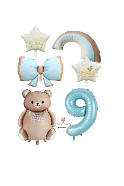BEST PARTİ DOĞUM GÜNÜ PARTİ SÜSLERİ Best Blue Color Bow Numeral Rainbow Star ...