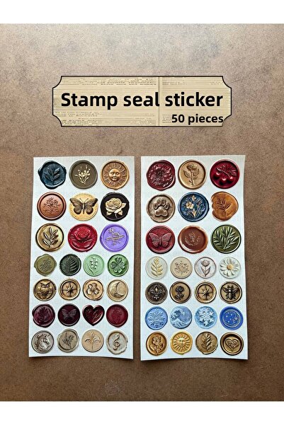 hdsticker 50 قطعة من ملصقات الختم الرجعية مجموعة ملصقات عتيقة بنمط مختلط هدية...