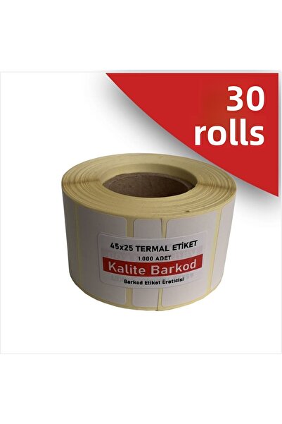 Kalite Barkod 45x25 ملصق حراري| 30 لفة من ملصقات الباركود