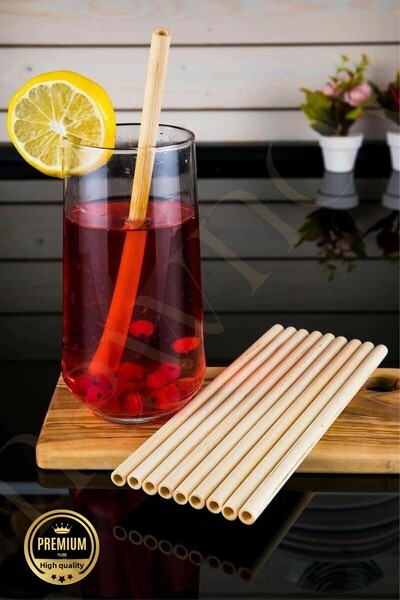 NEWNOW 6 Bamboo Straws and 1 Cleaning Brush