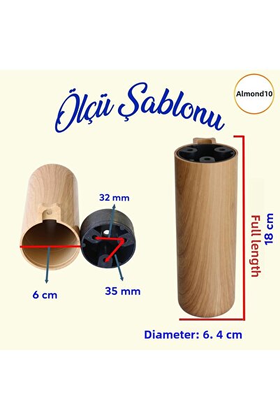 Badem10 Capsula Bohemian (PREMIUM) Nuc deschis 18 Cm Mobilier Canapea Fotoliu Baza Inalta Picior Picioare 4 buc