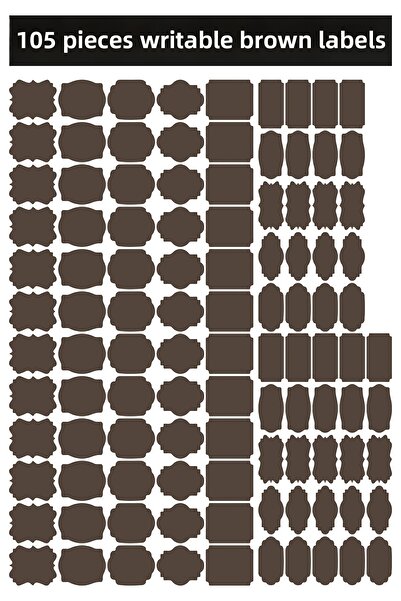 Nurline Etichetă maro 105 bucăți inscripționată, autocolant borcan, maro