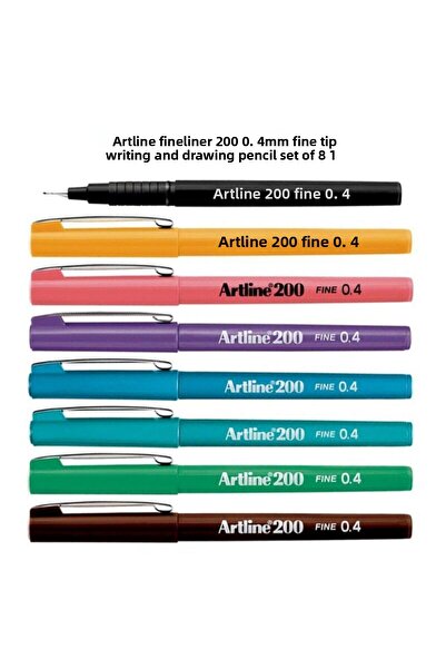 artline مجموعة أقلام الكتابة والرسم ذات الرأس الرفيع 0.4 مم من Fineliner 200 مكونة من 8 قطع 1