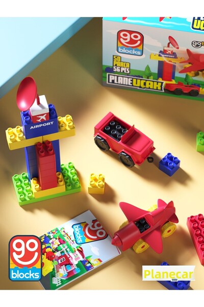 Go Toys Go Blocks Plane - 56 Piece Mega Block Building Toy Set