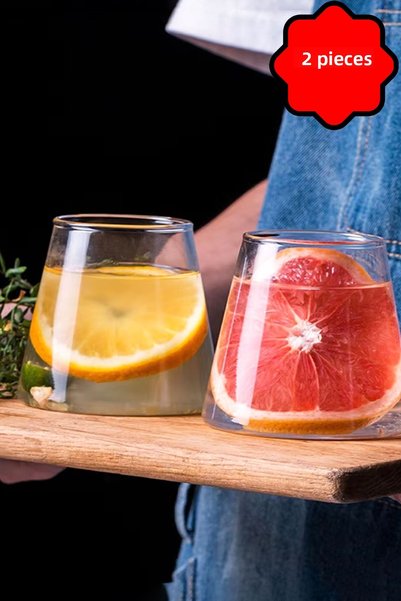Heredot 2 Pieces Heat Resistant 400 ml Coffee, Soft Drink, Whiskey, Cocktail, Presentation Glasses Mit1145