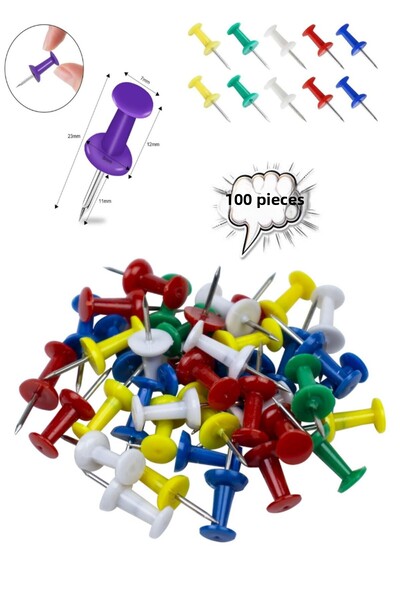 Glanart hartă cuie culoare cap 100 buc - cuie din lemn de plută