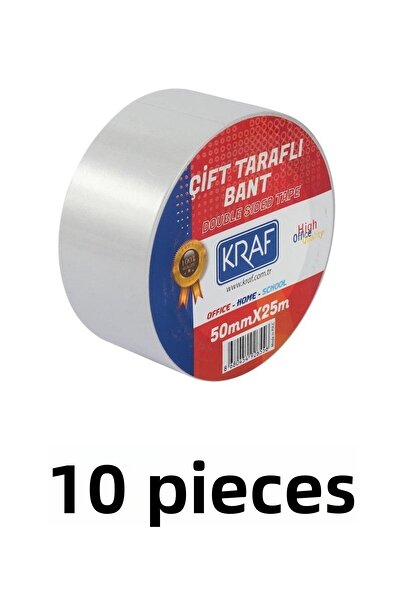 KRAF 10 броя двустранно залепваща лента 50 мм х 25 метра