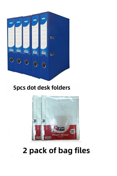 Noki Blue Plastic Wide Folder - 5 Pcs and 2 Sachets File Pack