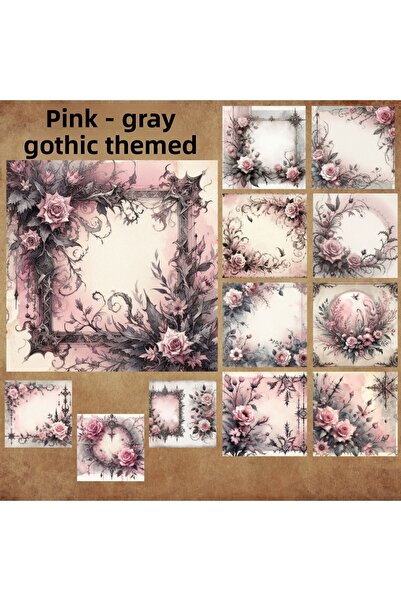 Pink Swan Craft مجموعة ملصقات مخططة مكونة من 12 قطعة باللون الوردي والرمادي ع...