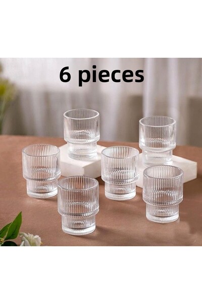 Selbu Glass Cup Set of 6 |   Origami Style |   Presentation Soft Drink Pinter...