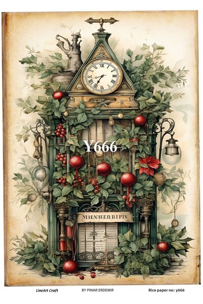 LİNEART ورق ديكوباج نحاسي بنمط عيد الميلاد الخطي رقم: Y666 - 29x42 سم