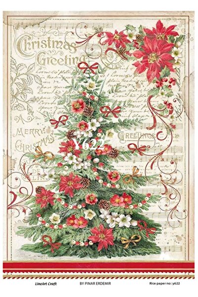 LİNEART Lineart Christmas Pattern Brass Decopage Paper No:Y622- 29X42Cm