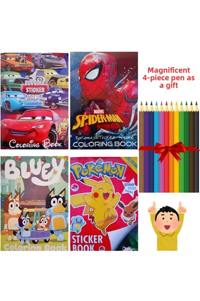 booddie Marvel Pokemon Bluey Cars Coloring Book with Stickers Back Cover Mask...
