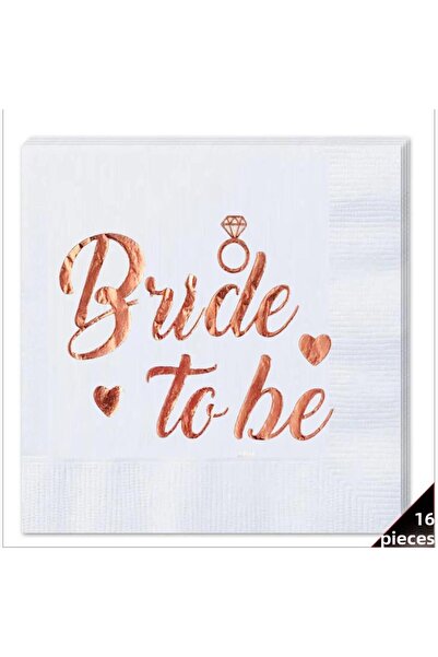 Patladı Gitti 16 Pieces Bride to Be Themed Rose Gold Napkins