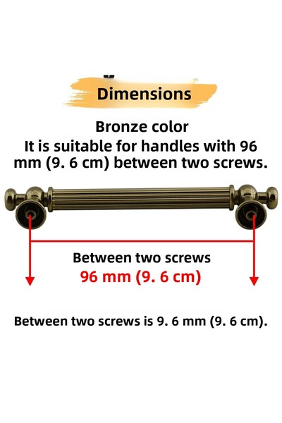 Badem10 Seljuk Antique Yellow Metal Handle 96 mm -9.6 cm Furniture Kitchen Drawer Cabinet Cabinet Handles Handle Handle