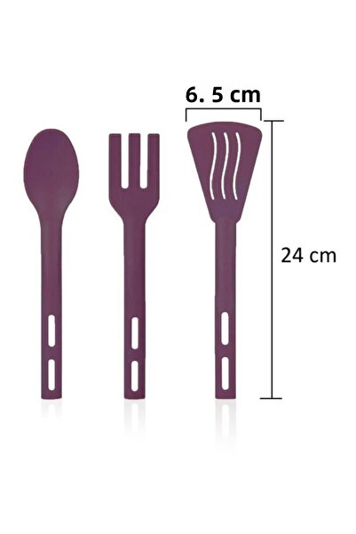 Tiesa Home Purple 3-Piece Mini Plastic Spatula Spoon Fork Serving Set