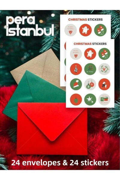 Pera İstanbul ملصق مغلف ملون بطابع رأس السنة - 13x18 سم مع هدية