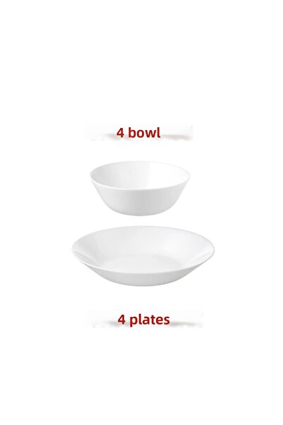 IKEA Qui̇ck 4 Pieces Diameter 20 cm Dinner Plate 4 Pieces Diameter 15 cm Bowl...