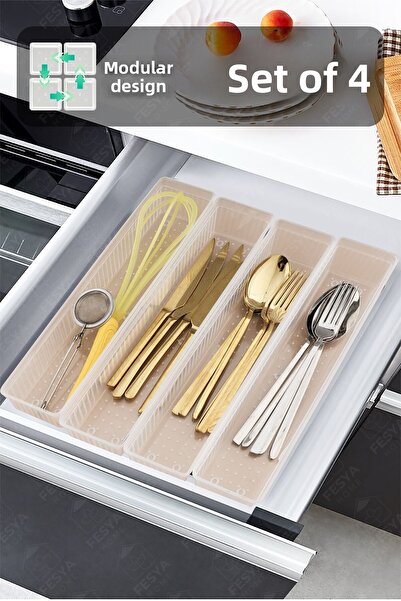 Fesya Home Organizator modular pentru tacâmuri ORIGAMI, 4 bucăți, pentru orga...