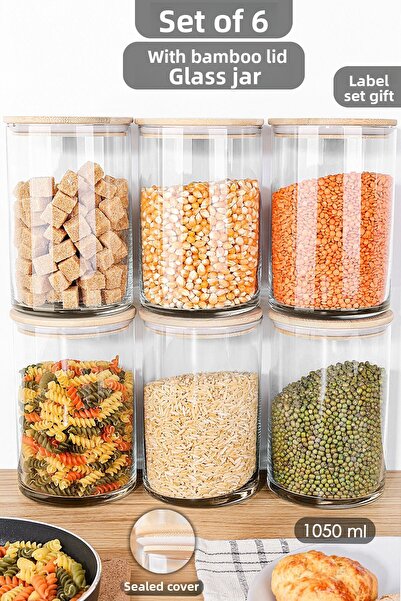 Meleni Home Bamboo Lid Glass Storage Container - Vacuum Sealed 1050 ml