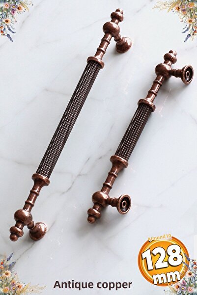 Badem10 Lemn de molid antic cupru antic metal 128 mm mobilier bucătărie sertar dulap dulap mâner mâner