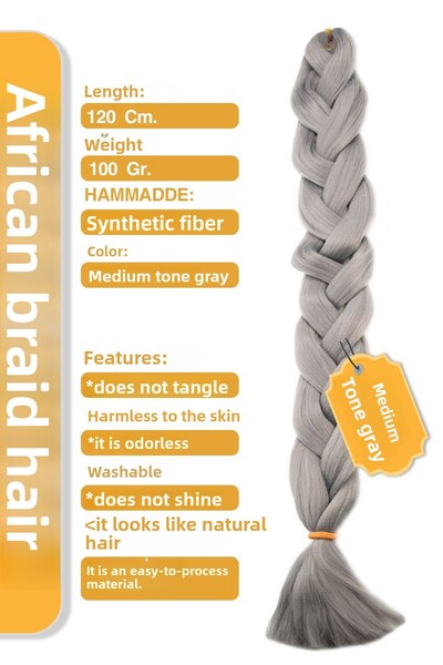 KONAK PERUK Средно сиво африканска плетена синтетична коса - за раста и бокс ...