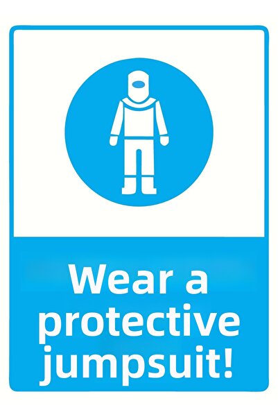 ZiPrinter ارتدِ بدلة الحماية! لافتة تحذير من مادة PVC مقاس A4 21x30 سم