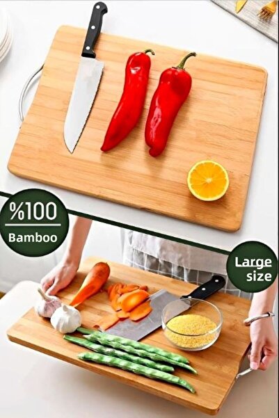 HOLLYHOME لوح تقطيع فاخر كبير الحجم من الخيزران - مقبض فولاذي، تخدم الجبن، صي...