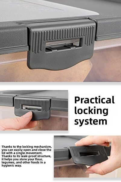 Meleni Home 4-Piece Sliding Lid Storage Container - Purpose Lockable Lid, Gray 10 Lt