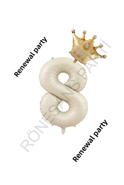Generic Brand Beige Number and King Crown Foil Balloon Set Age 8