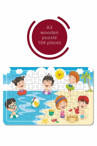 Baskı Atölyesi لغز الاستمتاع باللعب في البحر A3 مكون من 104 قطعة، لعبة، منشار...