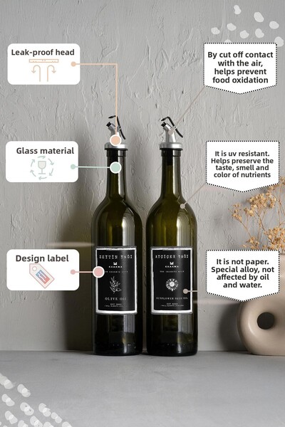 KHAKMA Amber Set of 2 750 ml Olive Oil Oil Bottle Oil Pot Oil Bowl 750 Ss Za