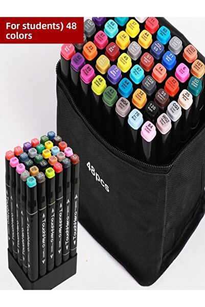MAVIGOK مجموعة أقلام تحديد ذات طرفين سميكة/رفيعة مكونة من 48 لونًا - رسم وتلو...